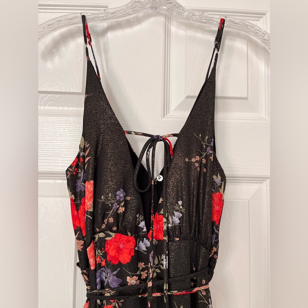 Wrap Black Sparkle Floral Maxi Dress